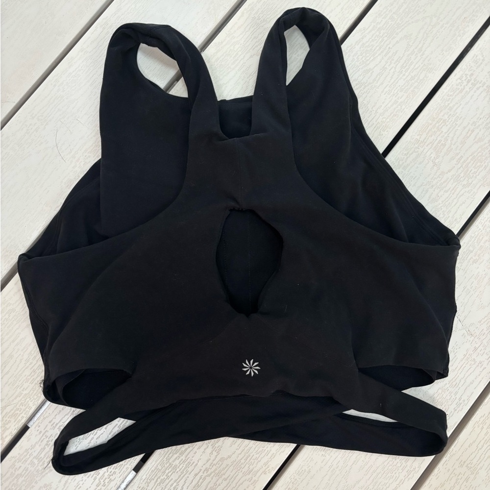 Athleta Black Racerback Sports Bra Keyhole Design